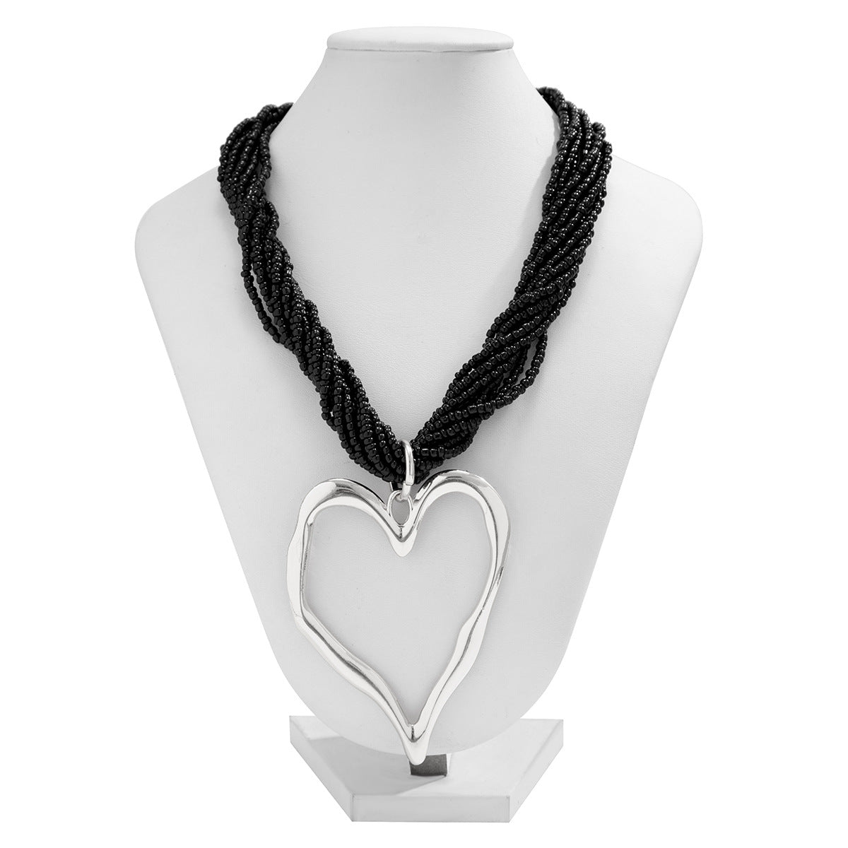 Wholesale Rice Beads Multi-layered Love-shaped Pendant Heart Alloy Necklace